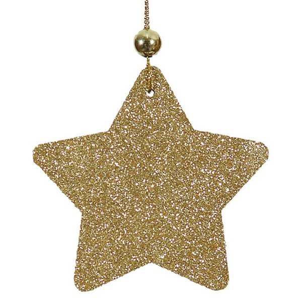 Χριστουγεννιάτικο Κρεμαστό Χρυσό Αστέρι, με Χρυσόσκονη (8cm)